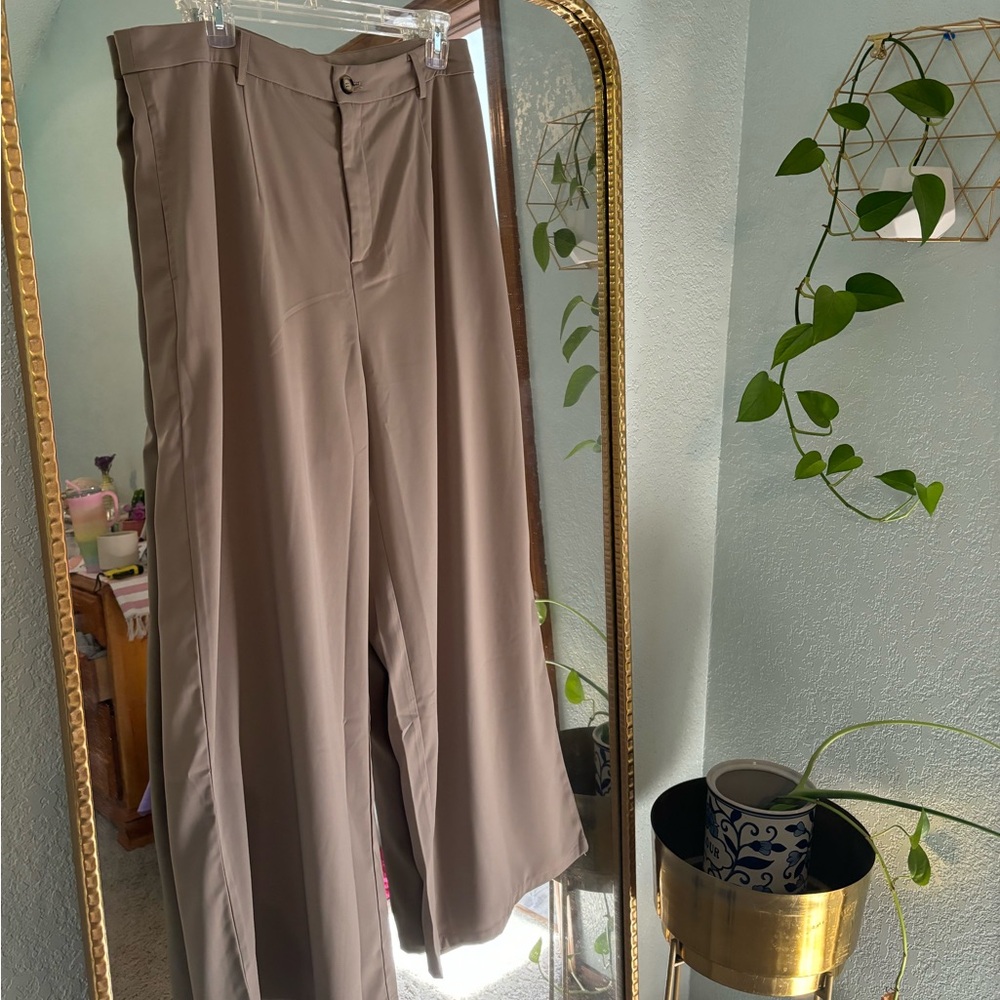 Wide leg trouser pants